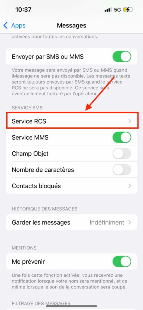 Comment activer RCS iPhone