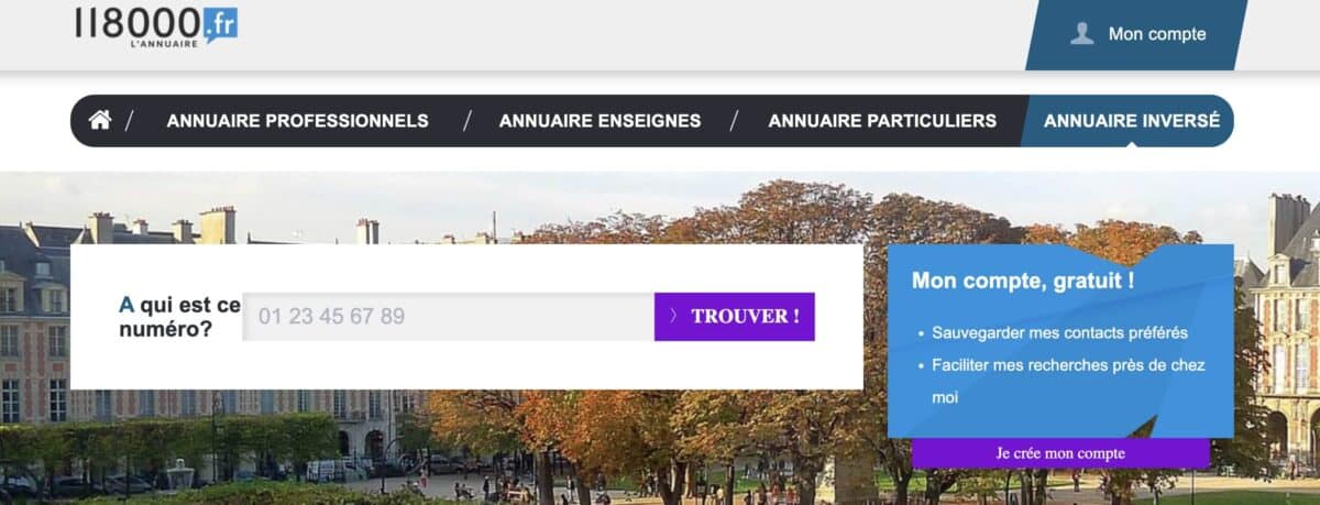 118000 annuaire inversé