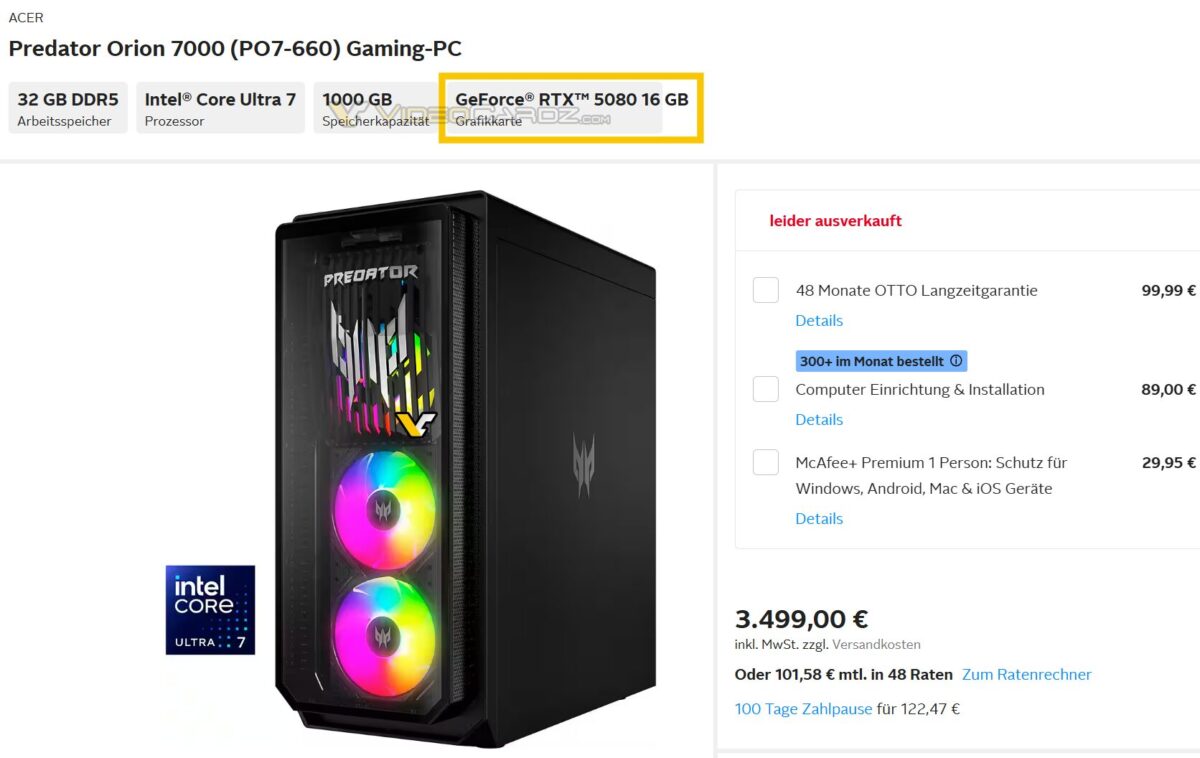 Predator Orion 7000 Acer RTX 5080