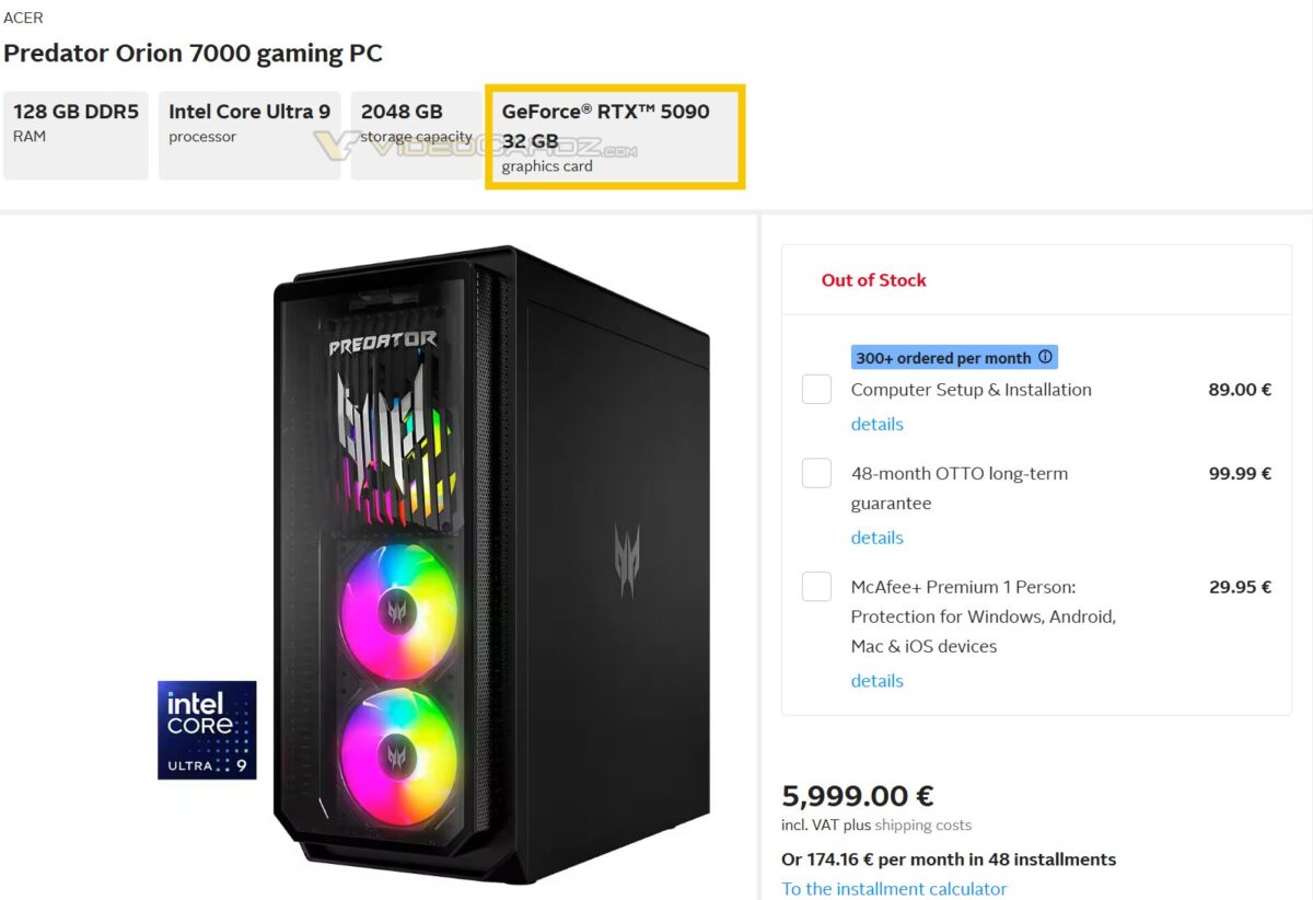 Predator Orion 7000 Acer RTX 5090
