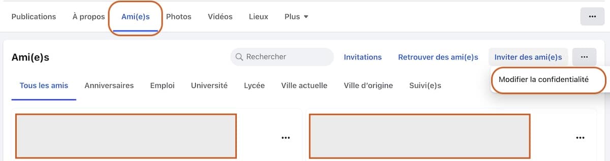 Cacher amis Facebook