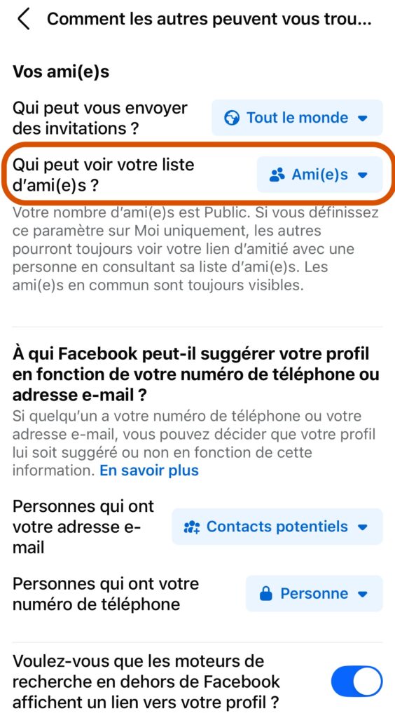 Cacher amis application Facebook
