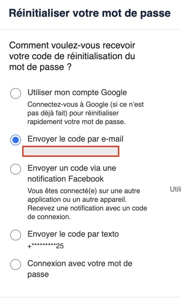 changer mot de passe facebook