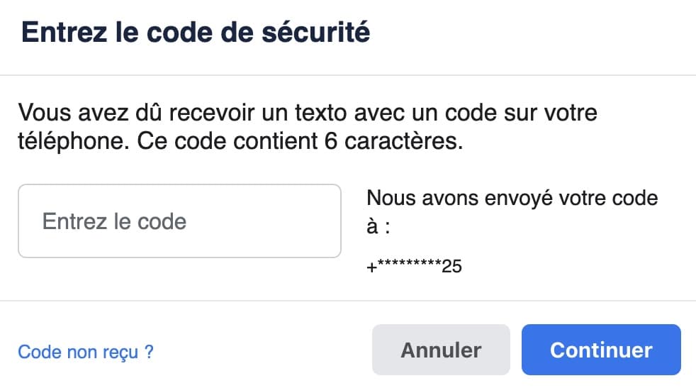 Récupérer compte Facebook par numéro de téléphone