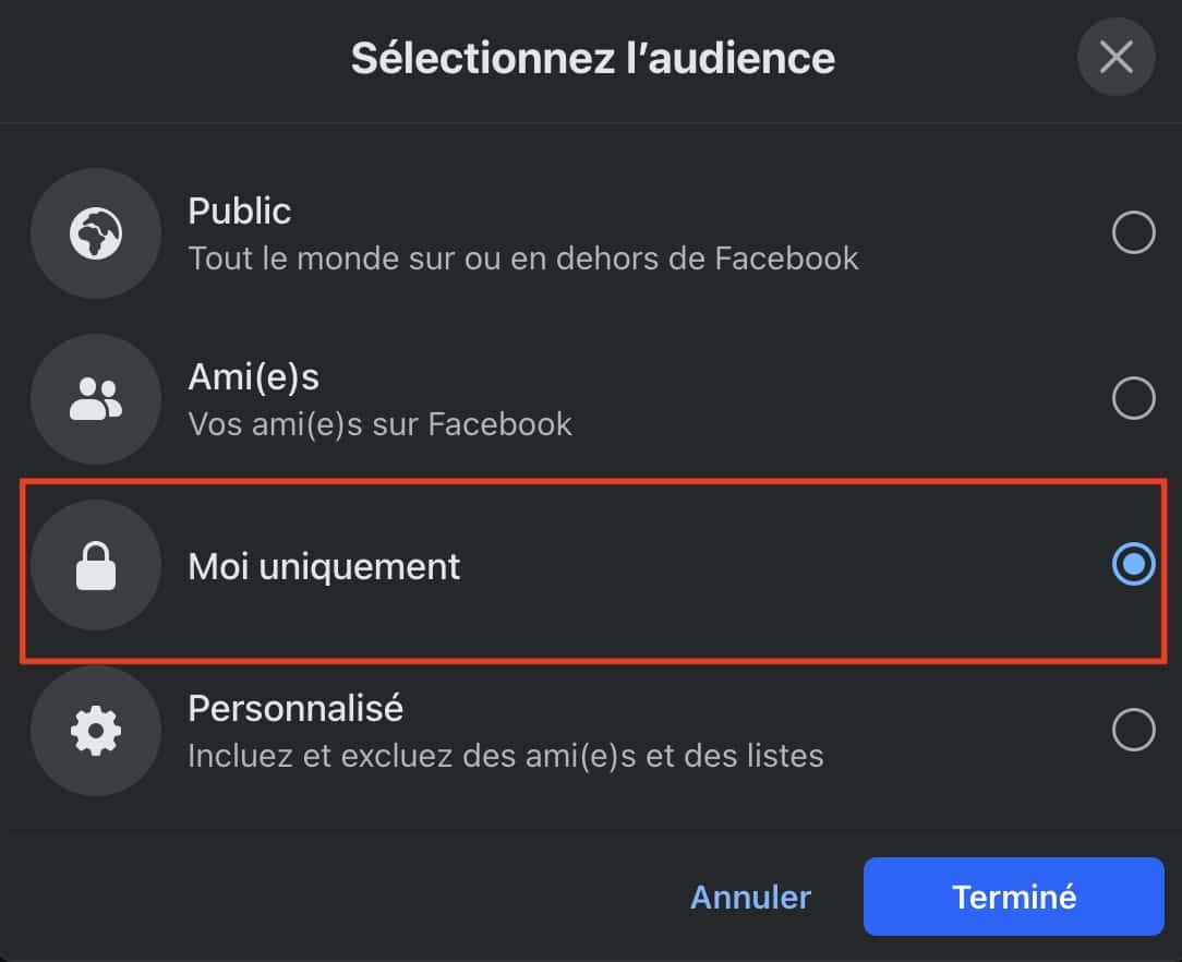 Mail Facebook en privé