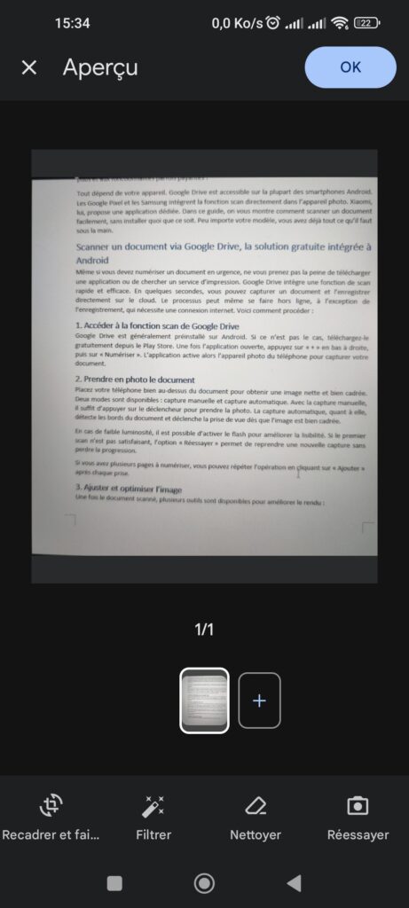 Scanner document Google Drive