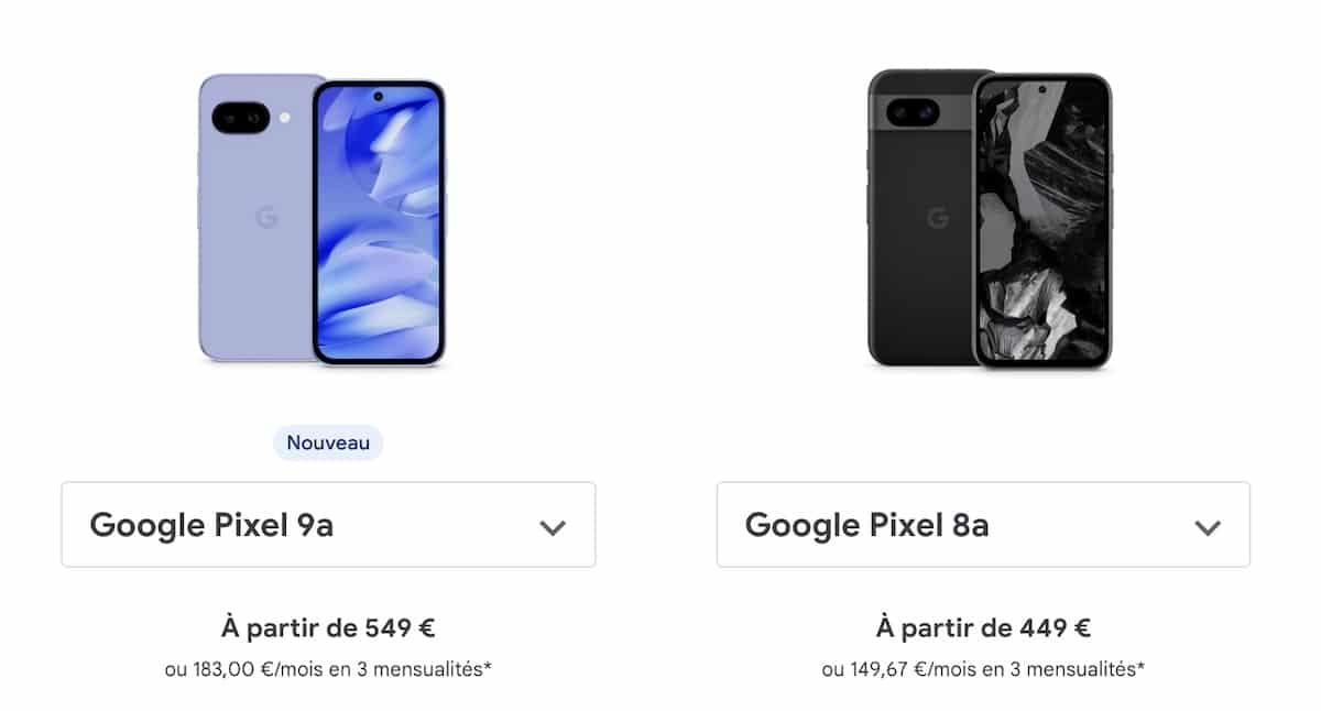 Pixel 9a vs Pixel 8a prix