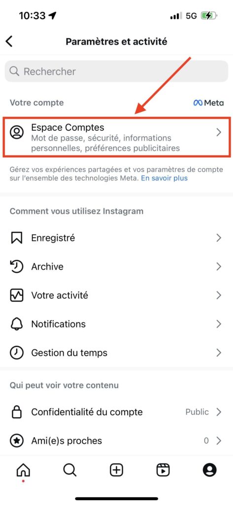 Supprimer profil Instagram