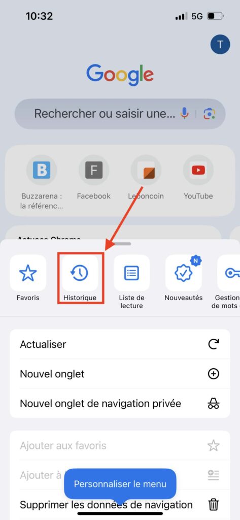 effacer mots de passe enregistrés Google Chrome iphone