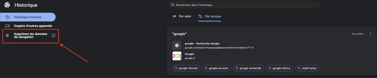Supprimer historique Google Chrome Mac