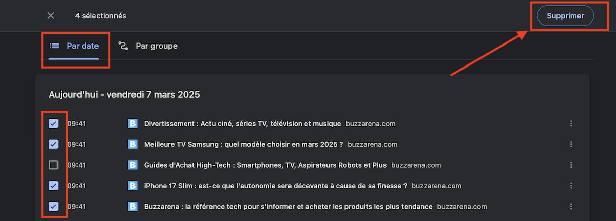 Supprimer un site de l'historique Google Chrome