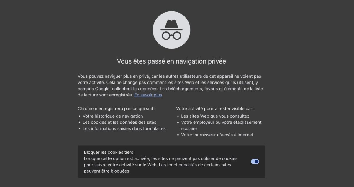 navigation privée Chrome Mac