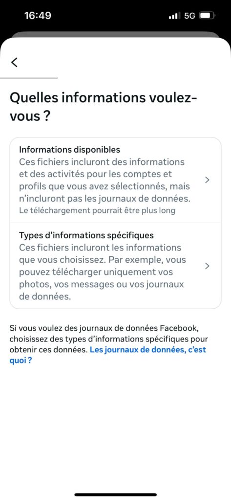 sauvegarder données Facebook smartphone