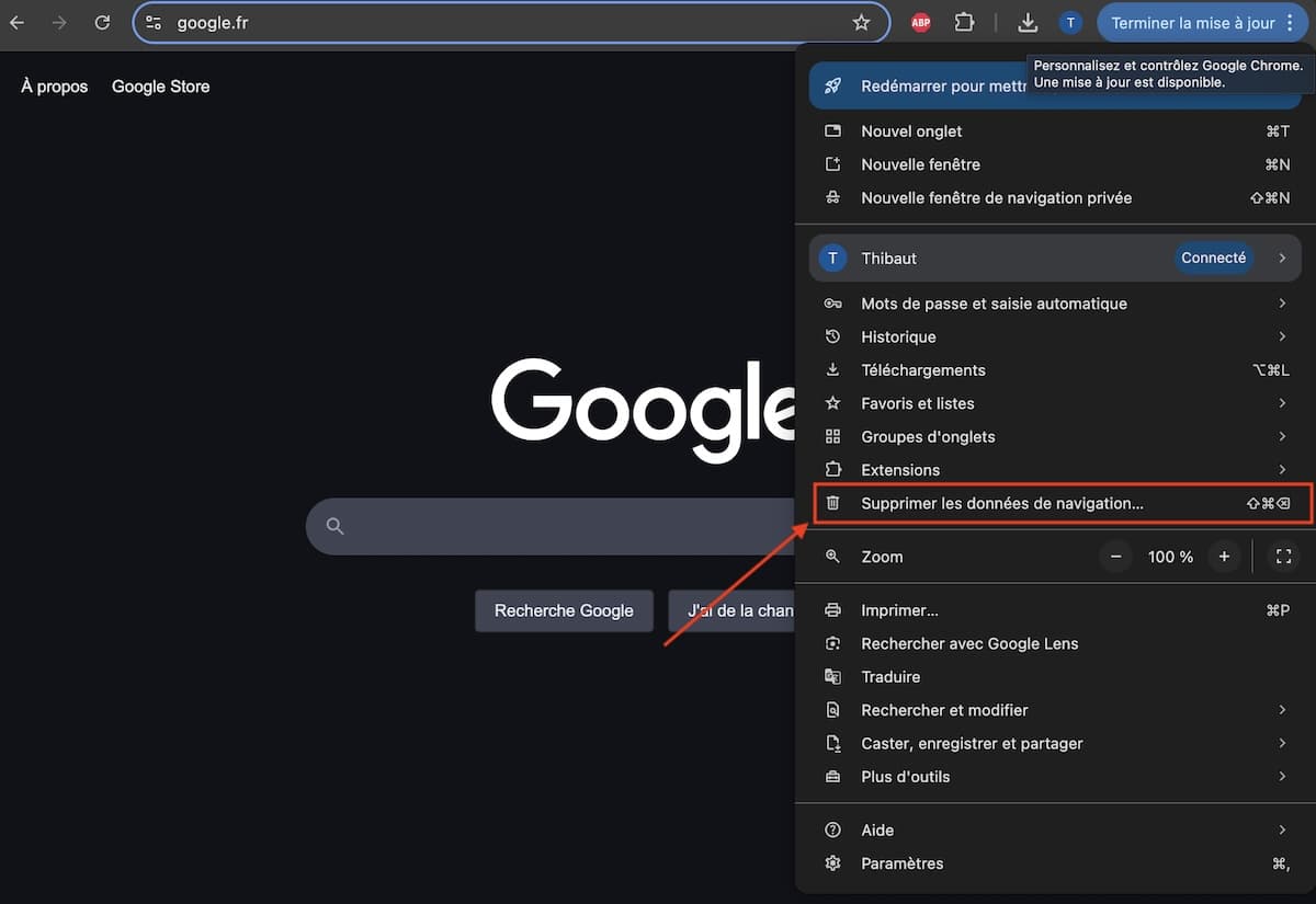effacer mots de passe enregistrés Google Chrome windows