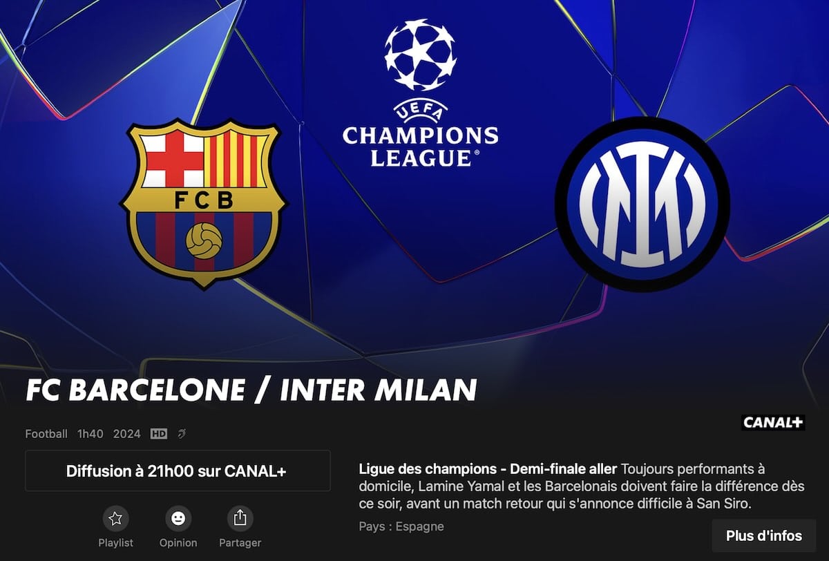 Barcelone vs Inter canal+