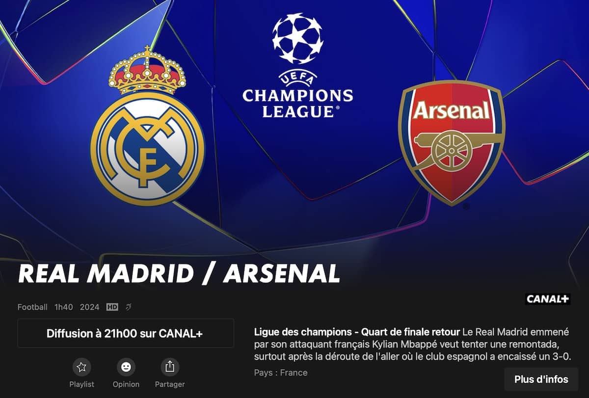 Real Madrid vs Arsenal en direct
