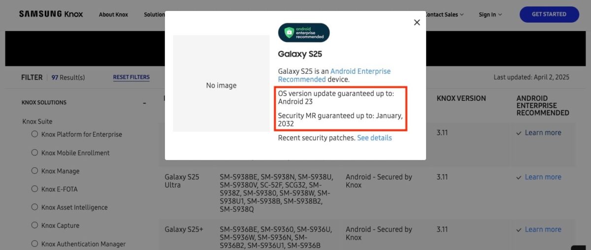 Samsung Galaxy S25 Entreprise Edition