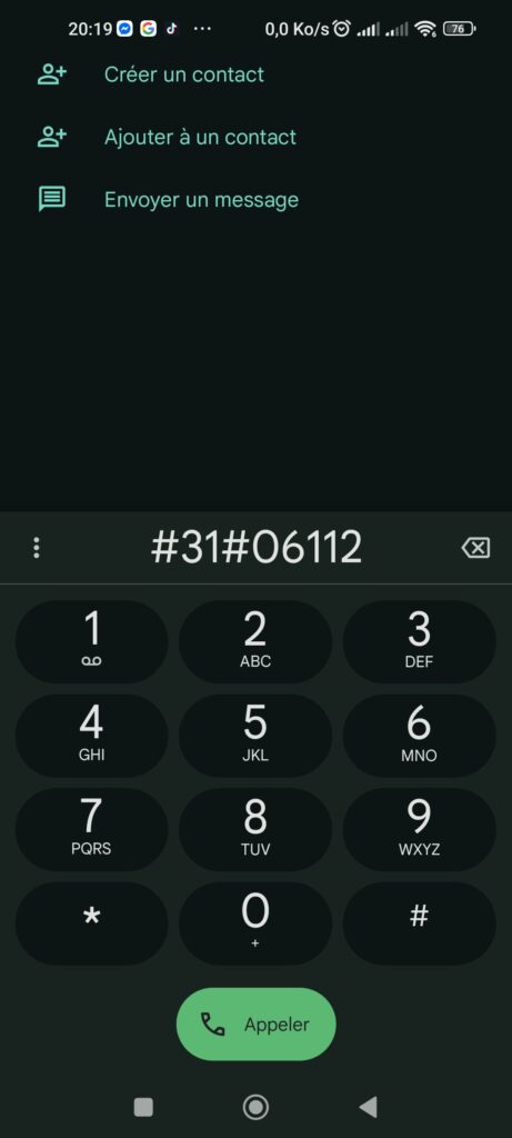 appeler une fois en numéro masqué