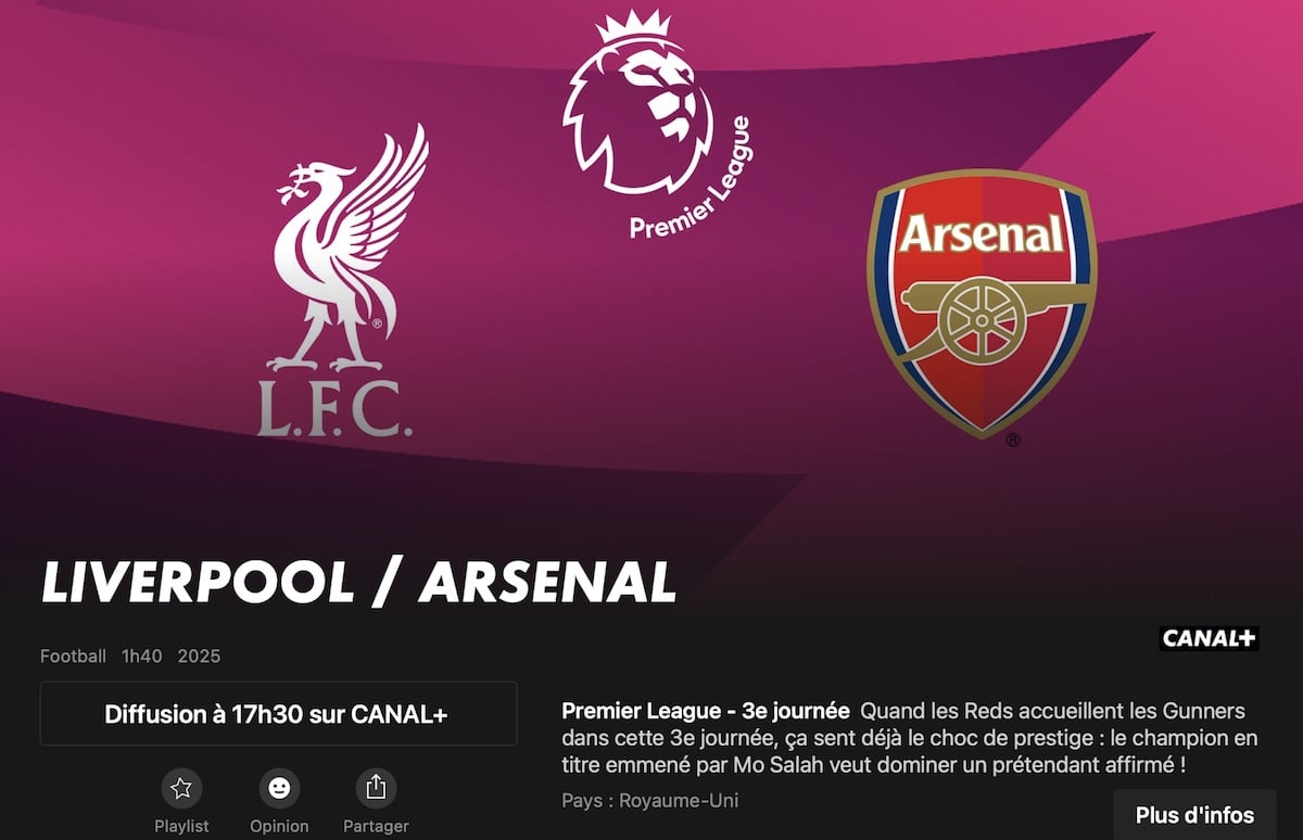 Liverpool - Arsenal horaire