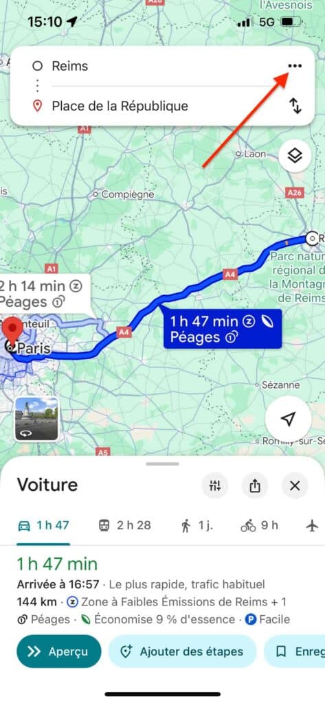 Google Maps modifier étapes