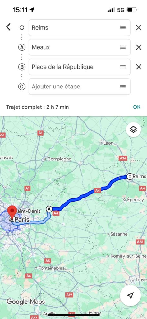 Ajouter des étapes dans Google Maps