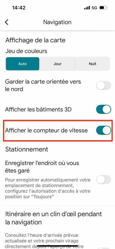 afficher compteur de vitesse Google Maps