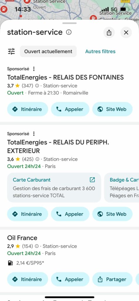 Google maps stations-service