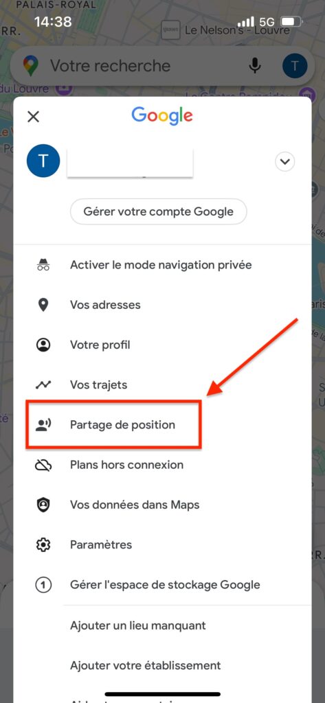 Google Maps partage de position