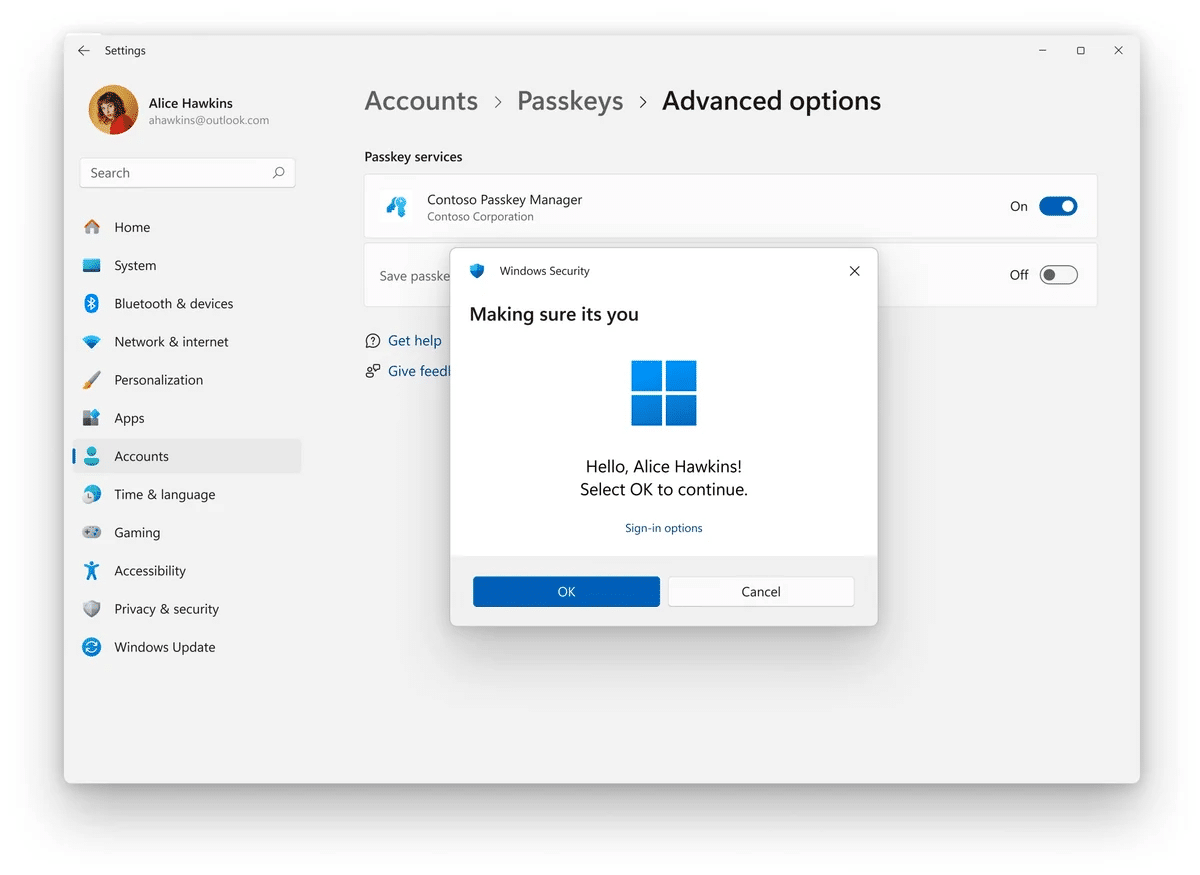 Passkeys Windows 11