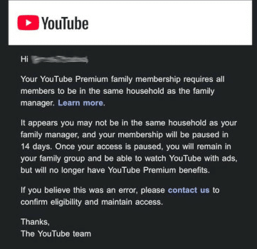 Message YouTube Premium
