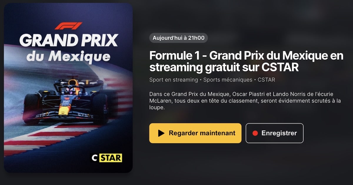 GP du Mexique chaîne gratuite