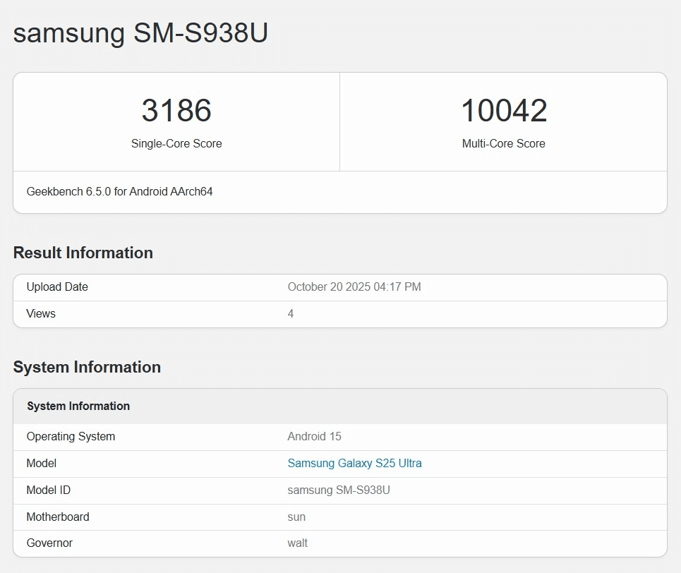 Samsung Galaxy S26 benchmark geekbench