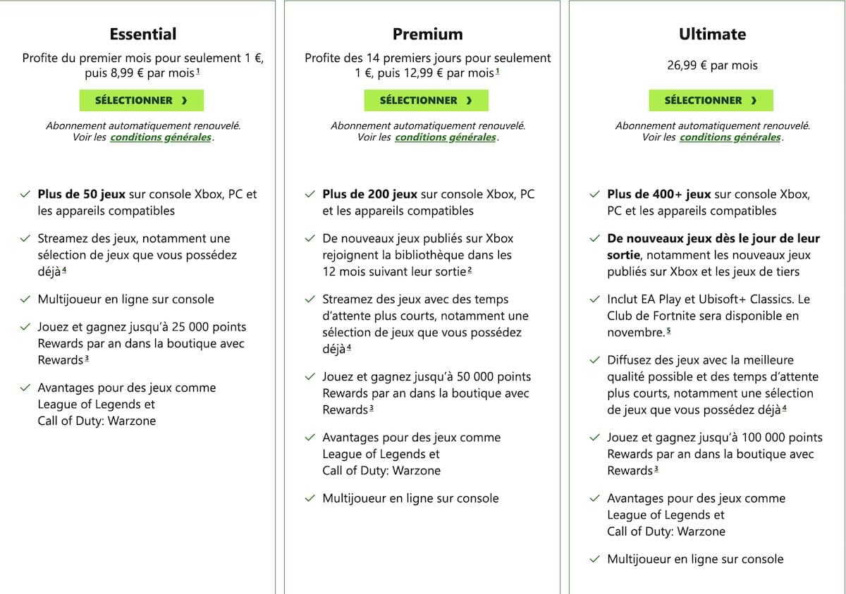 prix Game Pass