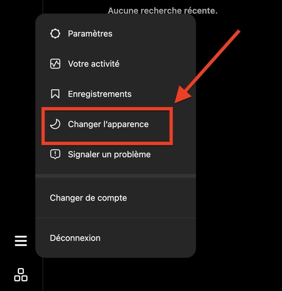 mode sombre instagram Chrome