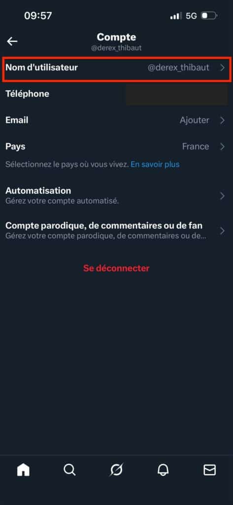 Changer nom d'utilisateur X