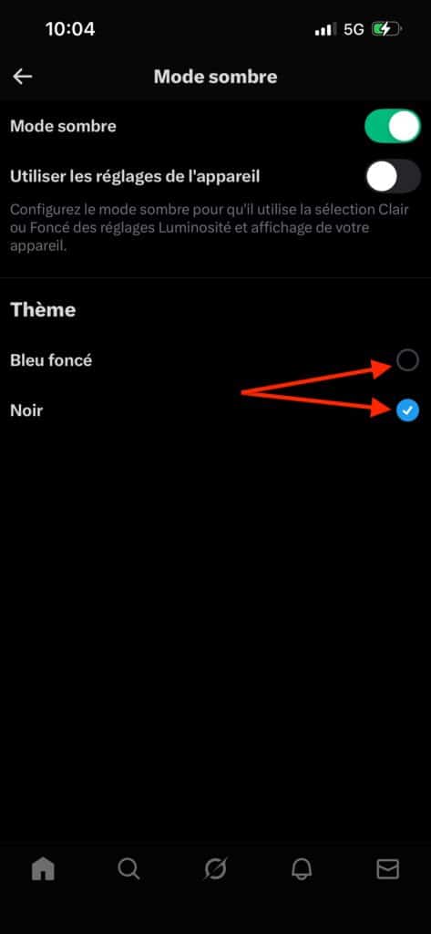Activer mode sombre X Android