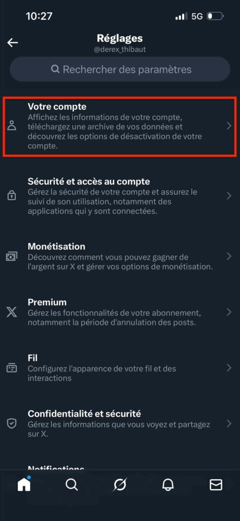 Supprimer compte X