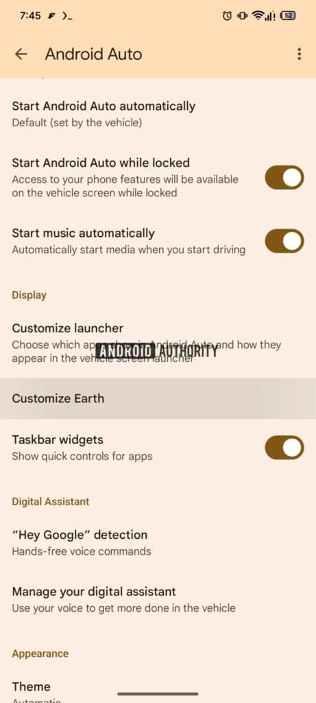 Android Auto Earth