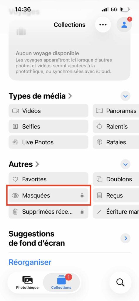 retrouver une photo caché sur iPhone