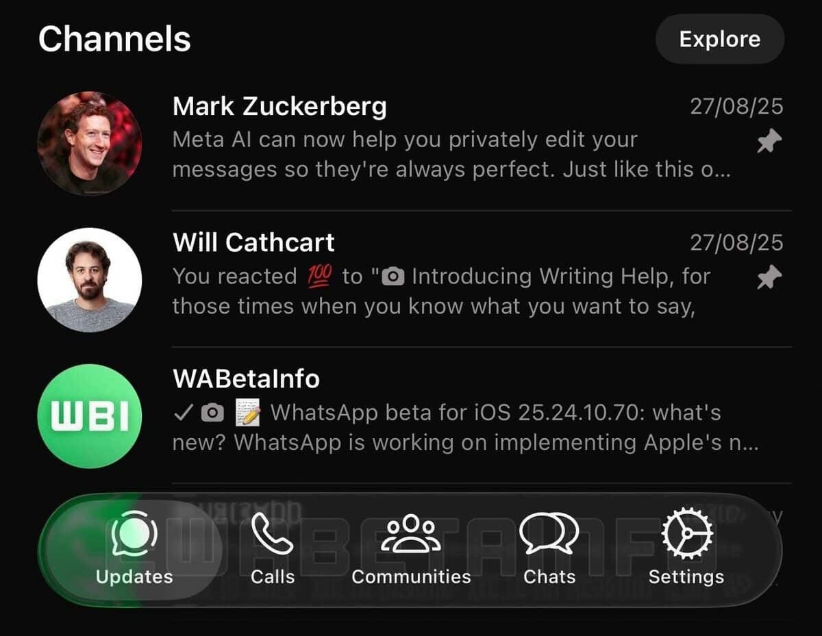 WhatsApp Liquid Glass