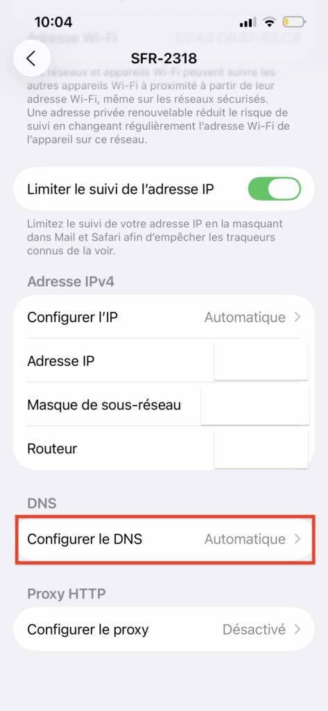 Changer DNS iPad