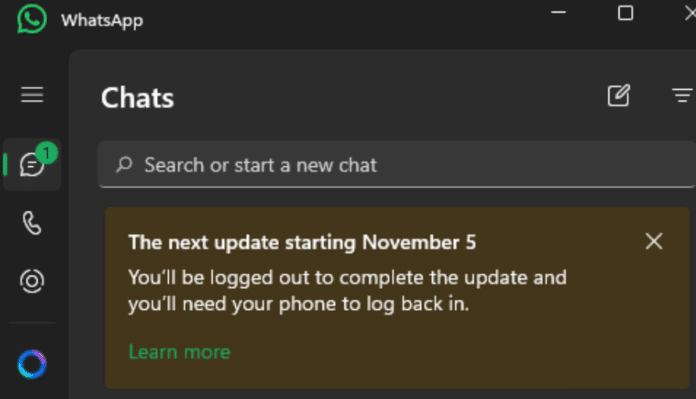 WhatsApp windows application
