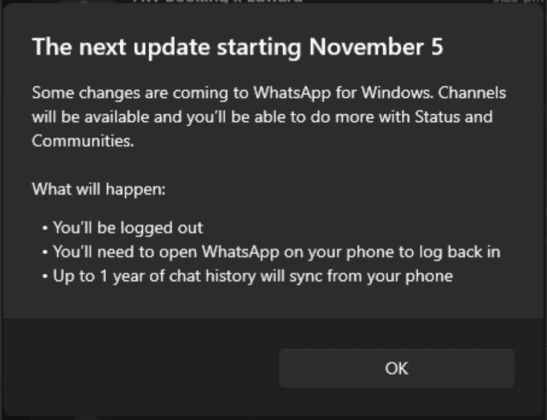 WhatsApp windows application