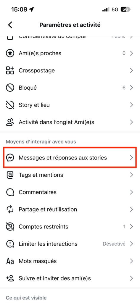 enlever statut en ligne Instagram