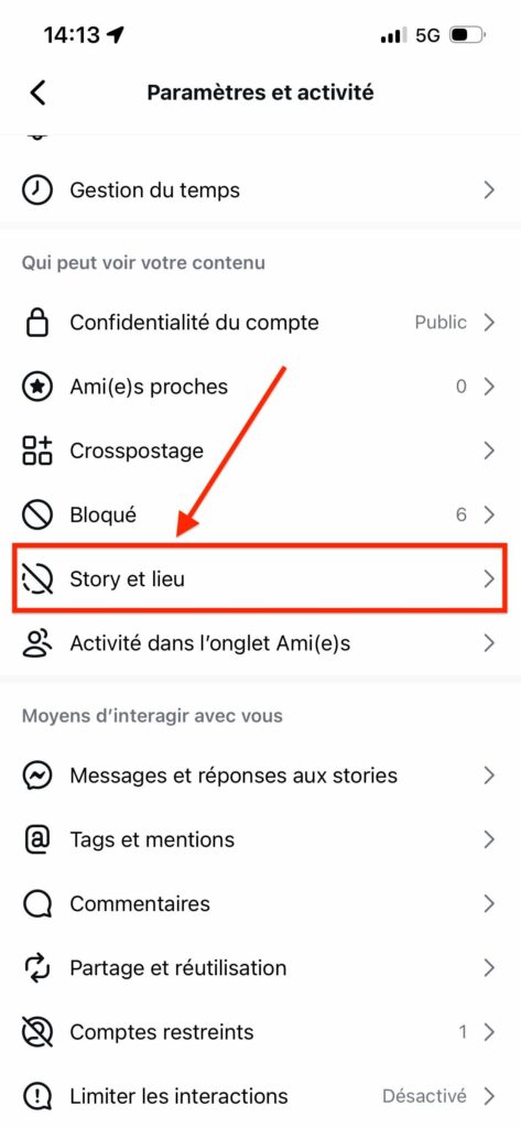 masquer une story Instagram