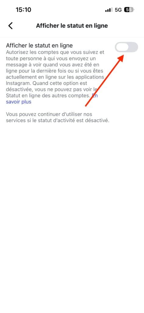 Cacher sa connexion Instagram