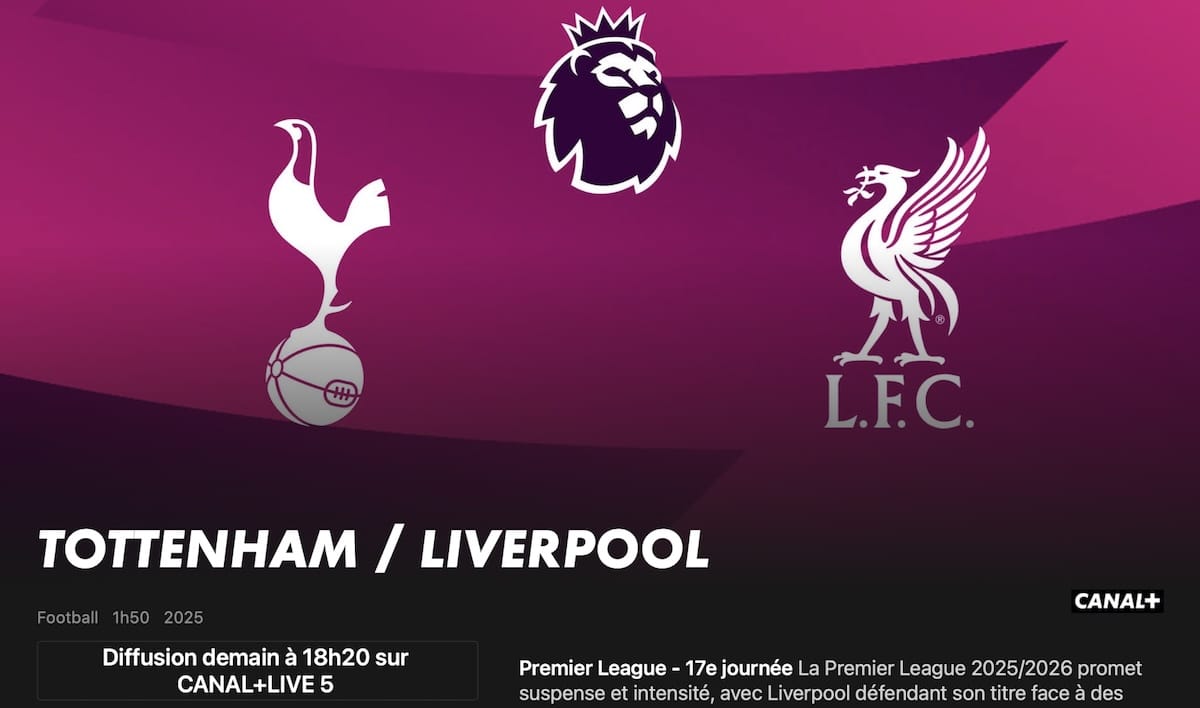 Tottenham – Liverpool horaire