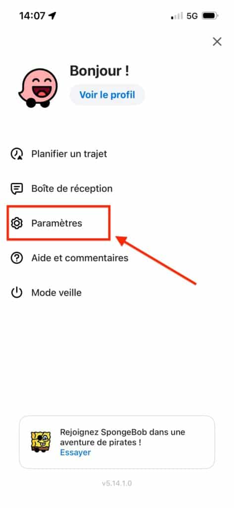 activer compteur de vitesse Waze iPhone