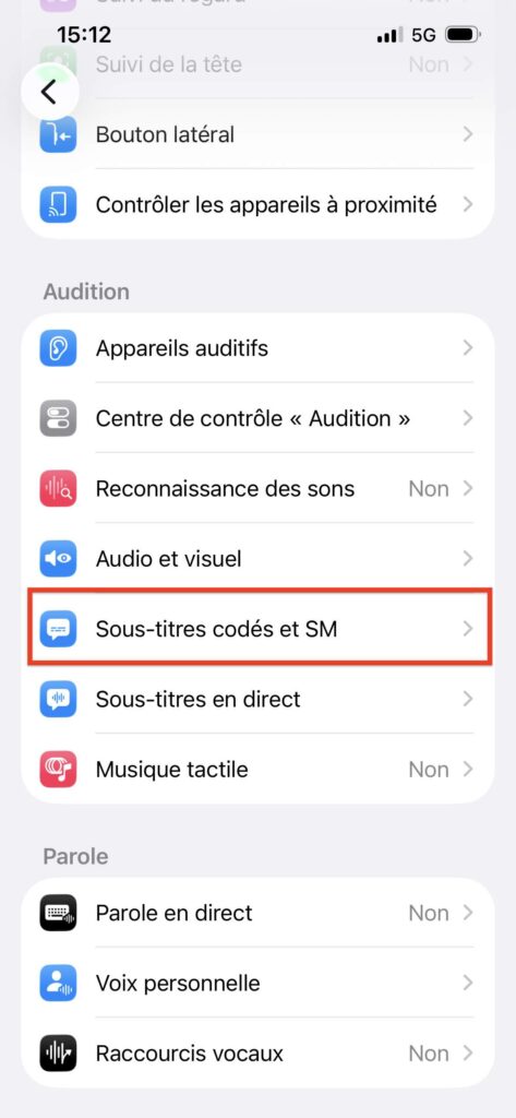 activer sous titres YouTube téléphone