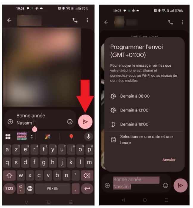 programmer sms nouvel an Android - 1